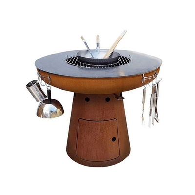 Custom Camping Corten Steel เตาย่างบาร์บีคิว 600-1000mm Garden Fire Pit Bowl