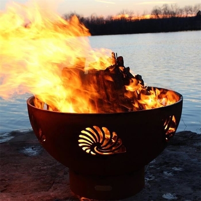 การเผาไหม้ไม้ซีกโลก Corten Steel Fire Bowl Pit สำหรับการตั้งแคมป์
