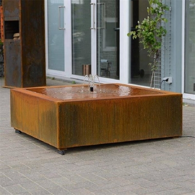 120 * 120 * 40 ซม. สนิม Corten Steel Water Feature Fountain