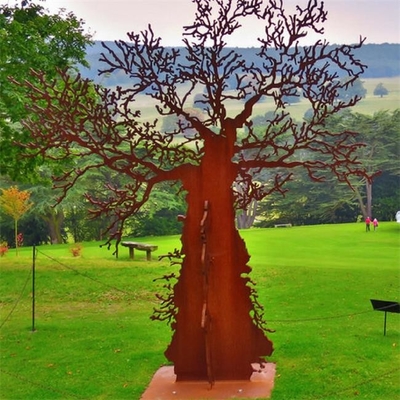 รูปปั้นศิลปะโลหะต้นไม้ฮิวแมนนอยด์ประติมากรรมเหล็ก Corten กลางแจ้งที่เป็นสนิม