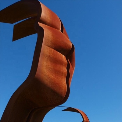 Heek Line Corten Steel Sculpture สองหน้า Ribbon Imaginary