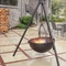 Hemisphere Corten Steel Fire Globe ขาตั้ง แขวน Fire Pit BBQ Grill