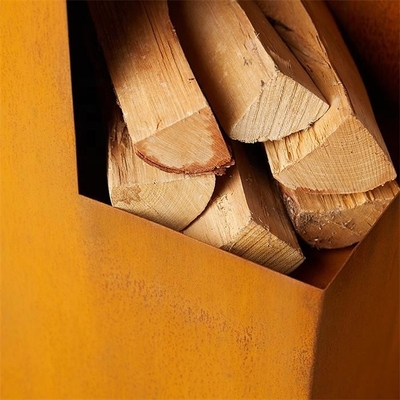 สี่เหลี่ยมผืนผ้าสนิม Corten เหล็กเตาผิงกลางแจ้ง Chiminea การเผาไหม้ไม้