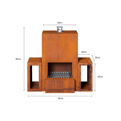 เตาเผาเหล็ก Corten Steel แบบอิสระ
