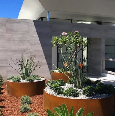 แหวนต้นไม้แนวนอน Corten Steel หนา 2 มม. พร้อมขอบพับด้านบน