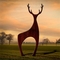 เครื่องประดับสวนโลหะสนิมร่วมสมัย Corten Steel Deer Lawn Sculpture